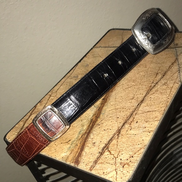 Brighton Belt Unique Two Tone Framed Leather M - Picture 2 of 16